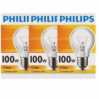 Philips (แพ็ค 3 ดวง) หลอดไส้ มาตรฐาน ใส 100W เกลียว E27 สำหรับประดับ ตกแต่ง งานเลี้ยง งานเทศกาล งานรื่นเริง