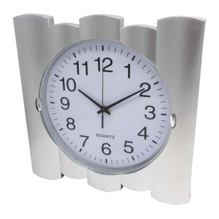 Plus Clock นาฬิกาติดผนัง นาฬิกาแขวน นาฬิกาบ้าน นาฬิกาสำนักงาน ขนาด12 นิ้ว [สีเงิน หน้าปัดขาว ข้างเรียบ]