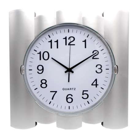 Plus Clock นาฬิกาติดผนัง นาฬิกาแขวน นาฬิกาบ้าน นาฬิกาสำนักงาน ขนาด12 นิ้ว [สีเงิน หน้าปัดขาว ข้างเรียบ]