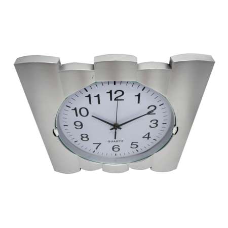 Plus Clock นาฬิกาติดผนัง นาฬิกาแขวน นาฬิกาบ้าน นาฬิกาสำนักงาน ขนาด12 นิ้ว [สีเงิน หน้าปัดขาว ข้างเรียบ]