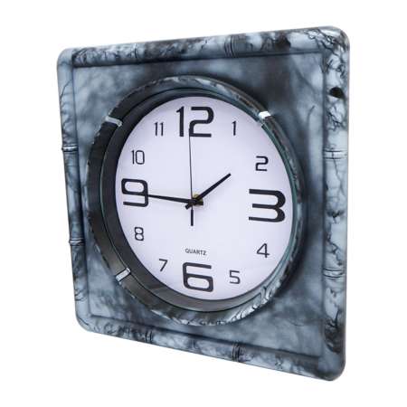 Plus Clock นาฬิกาติดผนัง นาฬิกาแขวน นาฬิกาบ้าน นาฬิกาสำนักงาน ขนาด12 นิ้ว [สีควันเทาแบบเหลี่ยม]