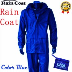 ชุดกันฝน เสื้อกันฝน มีแถบสะท้อนแสง (เสื้อแบบมีฮูท+กางเกง+กระเป๋าใส่)