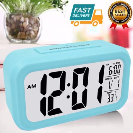 คุ้มค่ามาก นาฬิกาปลุกดิจิตอลตั้งโต๊ะ ห้องนอน แสดง อุณหภูมิ (สีฟ้าอ่อน) ลดพิเศษกว่านี้