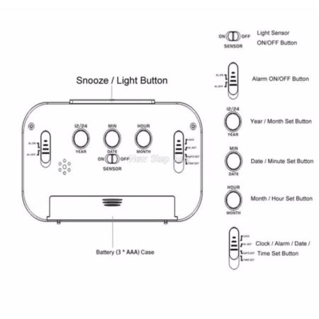 นาฬิกาปลุกดิจิตอลตั้งโต๊ะ ห้องนอน แสดง อุณหภูมิ  (สีขาว)