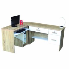 RF Furniture ชุดสำนักงาน ชุดโต๊ะทำงานเข้ามุม หน้าท็อปผิวเมลามีน รุ่น นีโอ ( สีโซลิค/ขาว ) Work Desk