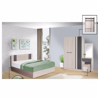 RF Furniture Bedroom Set ชุดห้องนอน GLory ขนาด 6 ฟุต เตียง + ตู้เสื้อผ้า + โตีะแป้ง + ที่นอนสปริง โซลิค / กราไฟท์