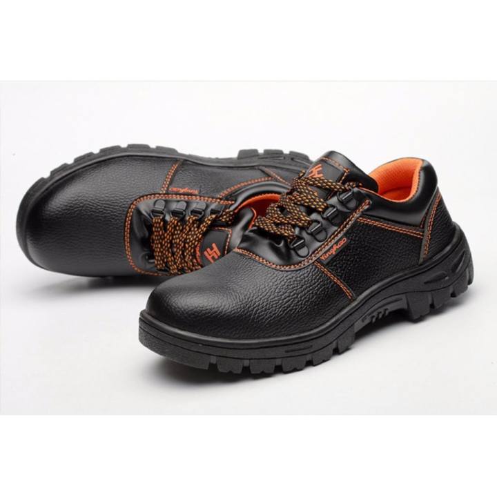 Safety shoes รองเท้าเซฟตี้ หนังแท้ พื้นยางกันลื่น หัวเหล็ก พื้นเสริมแผ่นเหล็ก