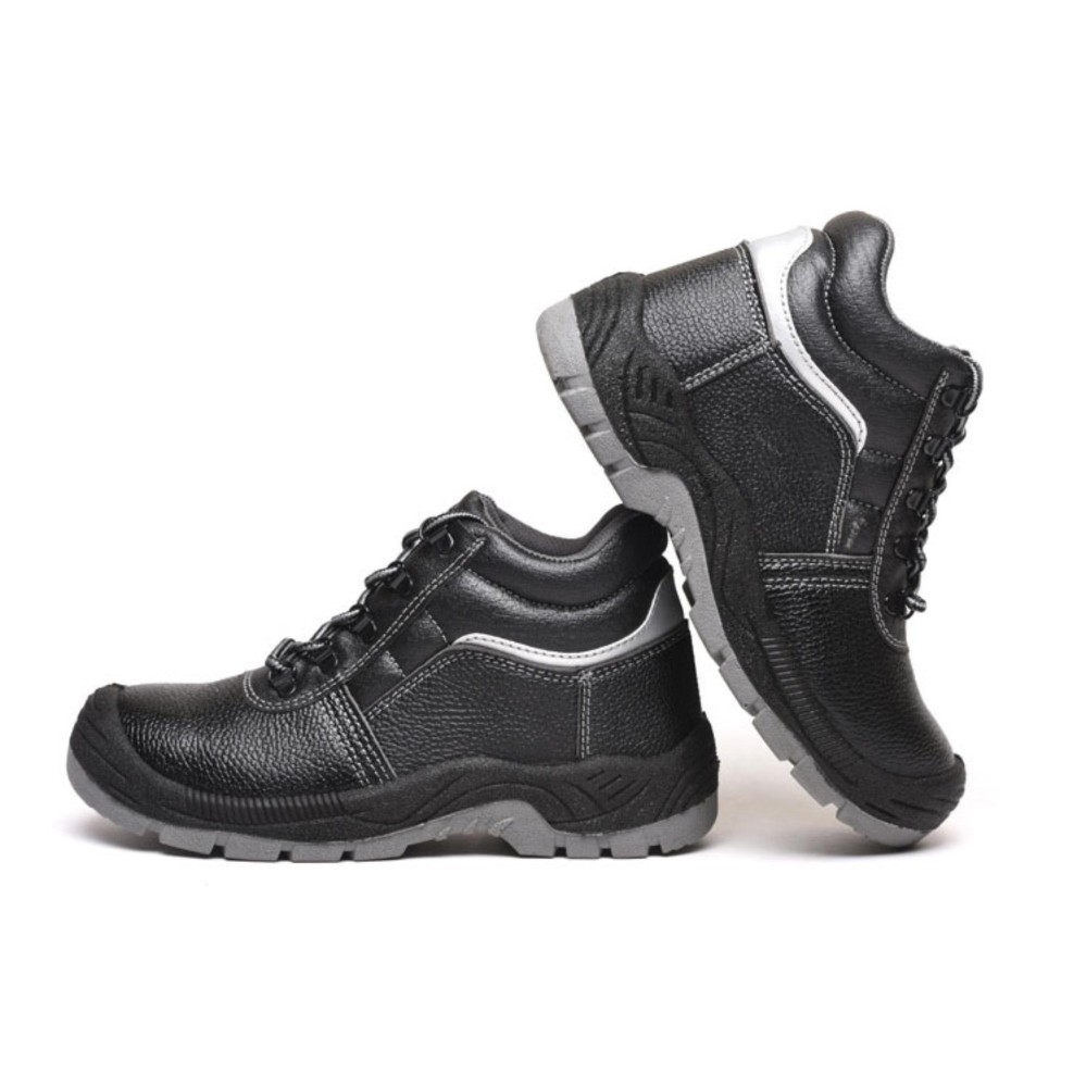 Safety shoes รองเท้าเซฟตี้หุ้มข้อ หนังแท้ พื้นยางกันลื่น หัวเหล็ก พื้นเสริมแผ่นเหล็ก