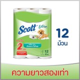 Scott Extra กระดาษทิชชู่สก๊อตต์ เอ็กซ์ตร้า ความยาวสองเท่า 12 ม้วน (กระดาษชำระ)