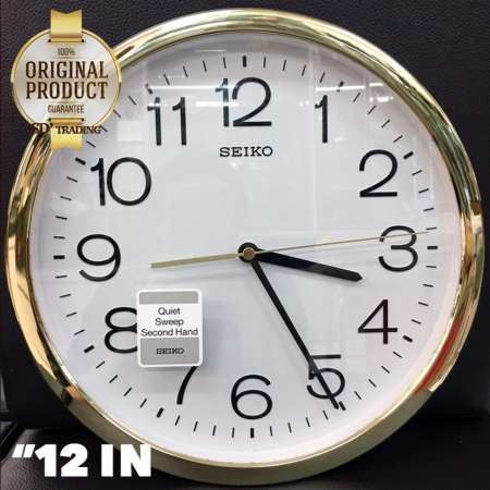 จำกัดจำนวนมากสุด SEIKO นาฬิกาแขวน 12 นิ้ว ขอบทองหน้าขาว รุ่น PDA014G การรีวิว