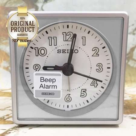 SEIKO นาฬิกาปลุก Alarm Clock รุ่น QHE083A - สีบอร์นเงิน/ขาว SEIKO นาฬิกาปลุก Alarm Clock รุ่น QHE083A - สีบอร์นเงิน/ขาว