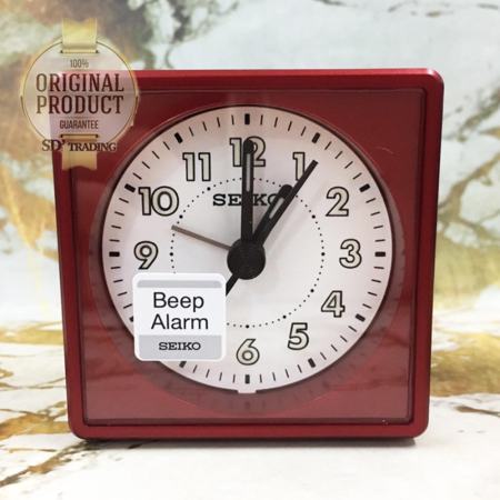 SEIKO นาฬิกาปลุก Alarm Clock รุ่น QHE083Q - สีแดง/ขาว