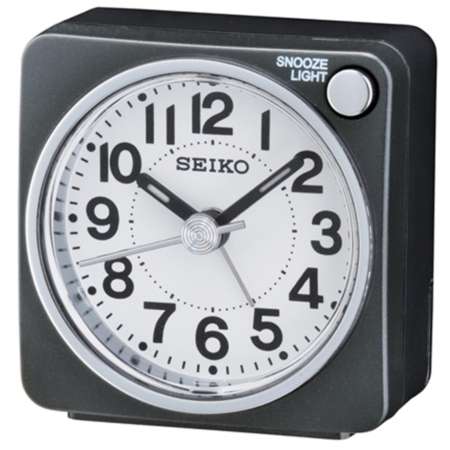 SEIKO นาฬิกาปลุก Beep Alarm Clock (Snooze) QHE118K - สีบอร์นดำ
