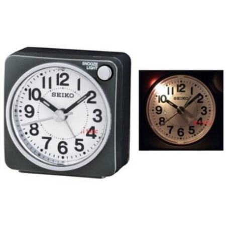 SEIKO นาฬิกาปลุก Beep Alarm Clock (Snooze) QHE118K - สีบอร์นดำ