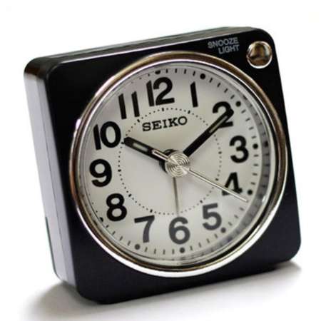 SEIKO นาฬิกาปลุก Beep Alarm Clock (Snooze) QHE118K - สีบอร์นดำ