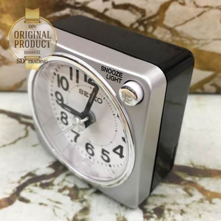 SEIKO นาฬิกาปลุก Beep Alarm Clock (Snooze) QHE118S - สีบอร์นเงิน