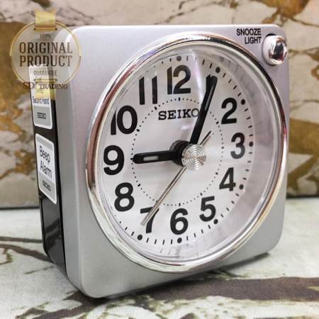 SEIKO นาฬิกาปลุก Beep Alarm Clock (Snooze) QHE118S - สีบอร์นเงิน