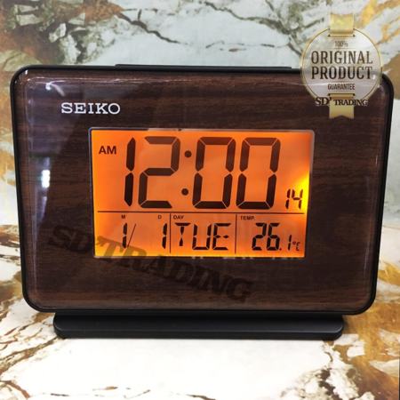 SEIKO DIGITAL นาฬิกาปลุก ดิจิตอล ตั้งโต๊ะ รุ่น QHL068B - น้ำตาลลายไม้
