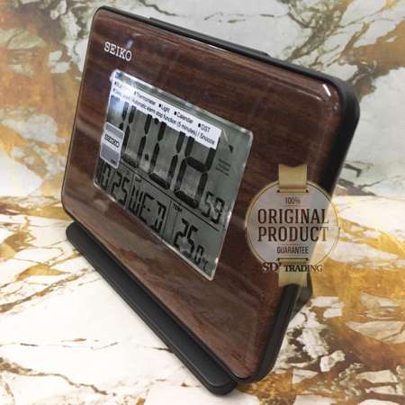 SEIKO DIGITAL นาฬิกาปลุก ดิจิตอล ตั้งโต๊ะ รุ่น QHL068B - น้ำตาลลายไม้