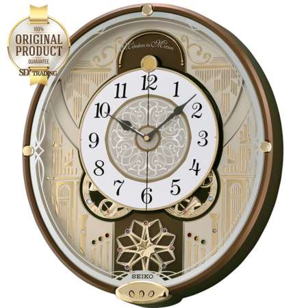 SEIKO Melodies in Motion‏ clock หน้าปัดเคลื่อนไหวตามจังหวะดนตรี รุ่น QXM277B นาฬิกาแขวนหรูหรา สไตล์ยุโรป
