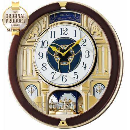 SEIKO Melodies in Motion‏ clock หน้าปัดเคลื่อนไหวตามจังหวะดนตรี รุ่น QXM356B นาฬิกาแขวนหรูหรา สไตล์ยุโรป