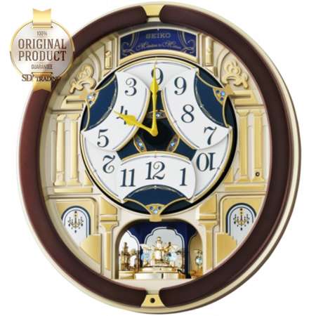 SEIKO Melodies in Motion‏ clock หน้าปัดเคลื่อนไหวตามจังหวะดนตรี รุ่น QXM356B นาฬิกาแขวนหรูหรา สไตล์ยุโรป