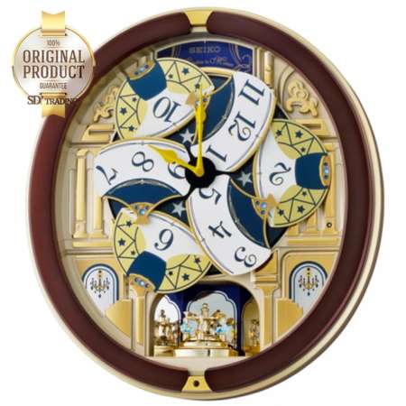 SEIKO Melodies in Motion‏ clock หน้าปัดเคลื่อนไหวตามจังหวะดนตรี รุ่น QXM356B นาฬิกาแขวนหรูหรา สไตล์ยุโรป