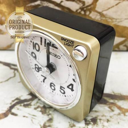 SEIKO นาฬิกาปลุก Beep Alarm Clock (Snooze) QHE118G - สีบอร์นทอง