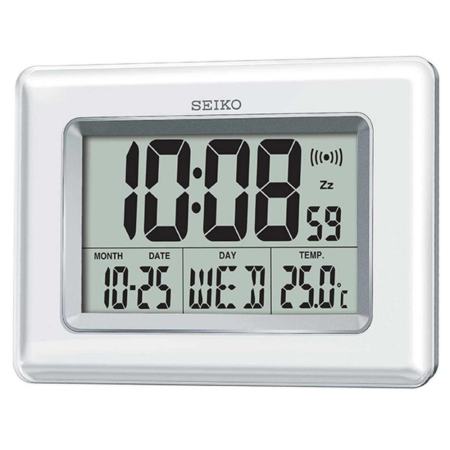 มูลค่า Seiko QHL058W Digital LCD Clock Pearlised - White ลดพิเศษมากสุด