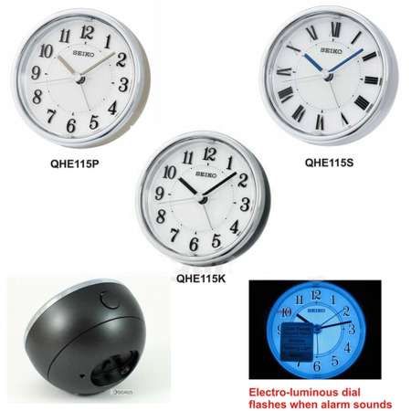 SEIKO Quiet Sweep (Snooze)นาฬิกาปลุก รุ่น QHE115K -สีบอร์นดำ หน้าขาว