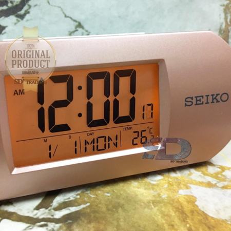 SEIKO นาฬิกาปลุกดิจิตอล Themoneter รุ่น QHL067A - สีบอร์นทอง