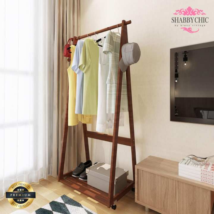 Shabby chic ที่แขวนกระเป๋า (รุ่นH450B-64 สีไม้เข้ม) ที่แขวนผ้า ที่แขวนหมวก ราวแขวนผ้า ราวแขวนเสื้อ ราวตากผ้าไม้ colthes hanger clothes rack clothesline