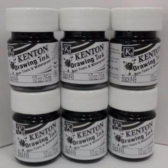 สีอินเดียอิงค์ สีดำ เคนตั้น ขนาด 1/2 ออนซ์ (15 ml.)(#49) 6 ขวด-