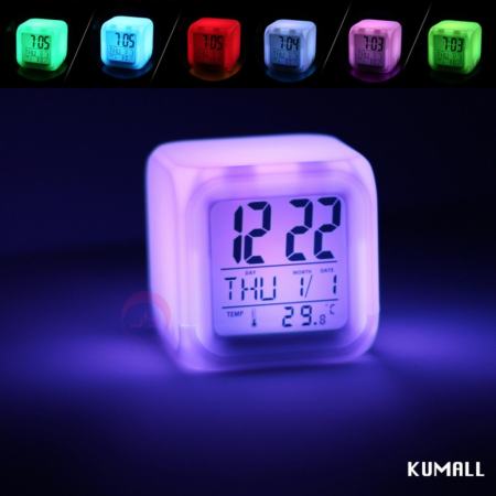 SKYE นาฬิกาปลุก แสดงเวลา วันที่ เดือน สัปดาห์ วัดอุณหภูมิได้ เปลี่ยนสีไฟได้ 7 ชนิด หน้าจอ LED
