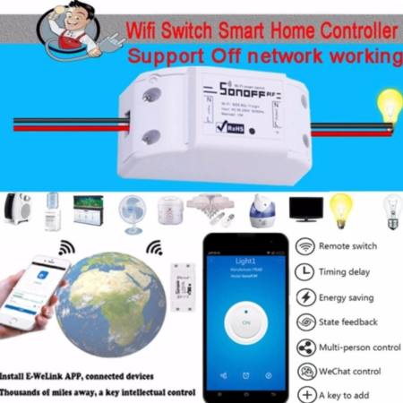 Sonoff WiFi Smart Plug Home Intelligent Outlet Switch Wireless Timer Power Socket Remote Control Turn on/off Household Appliances Via Smartphones Free App Anytime Anywhere