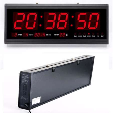 spz นาฬิกาดิจิตอล LED DIGITAL CLOCK แขวนผนัง ขนาด 48 x 18.2 x 4.8 cm  รุ่น JH4819 (ตัวเลขสีแดง) พร้อมคู่มือการใช้งานภาษาไทย
