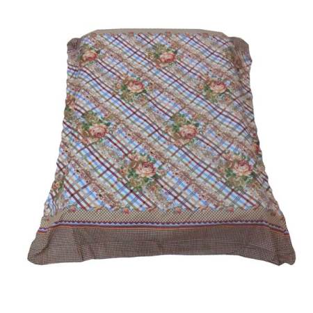 Triple3Shop ผ้าปูที่นอนลายคาดเส้นดอกกุหลาบสีน้ำตาล