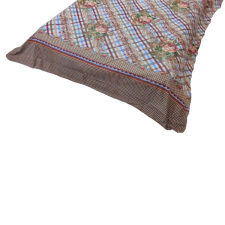 Triple3Shop ผ้าปูที่นอนลายคาดเส้นดอกกุหลาบสีน้ำตาล