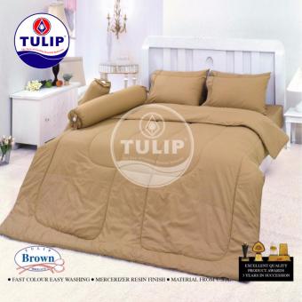 Tulip Cotton Mix ชุดเครื่องนอน ขนาด 3.5 ฟุต 3 ชิ้น (ไม่รวมผ้าห่มนวม) รุ่น 00004/Brown