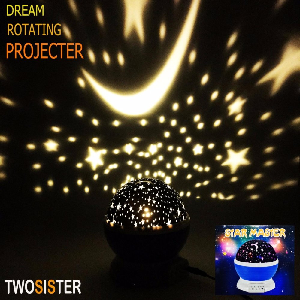 Twosister โคมไฟ Starry Night Light Romantic Colorful LED Star Moon Sky Rotating Projector