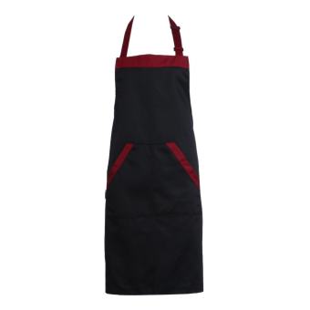 Unisex ผ้ากันเปื้อนเชือกแขวนคอ 2 กระเป๋า Chef บริกรห้องครัว Cook เครื่องมือสีดำ - INTL