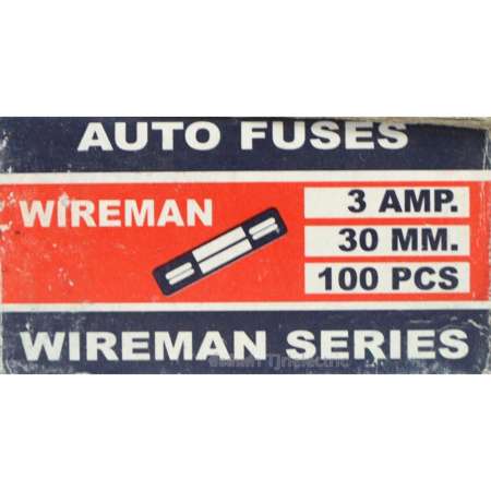 Wireman (ยกกล่อง x 100 หลอด) ฟิวส์แก้ว ยาว 3A 30 mm ราคาส่ง