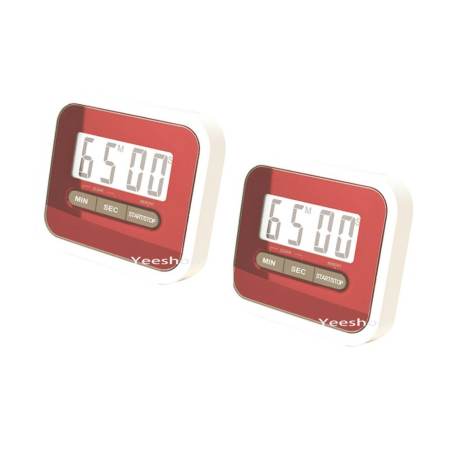 YeeShop นาฬิกาจับเวลา เดินหน้าถอยหลัง ดิจิตอล Coundown Timer ชุดประหยัด 2ชิ้น(สีแดง) 