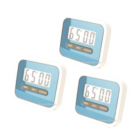 YeeShop นาฬิกาจับเวลา เดินหน้าถอยหลัง ดิจิตอล Coundown Timer ชุดประหยัด 3ชิ้น(สีฟ้า) 