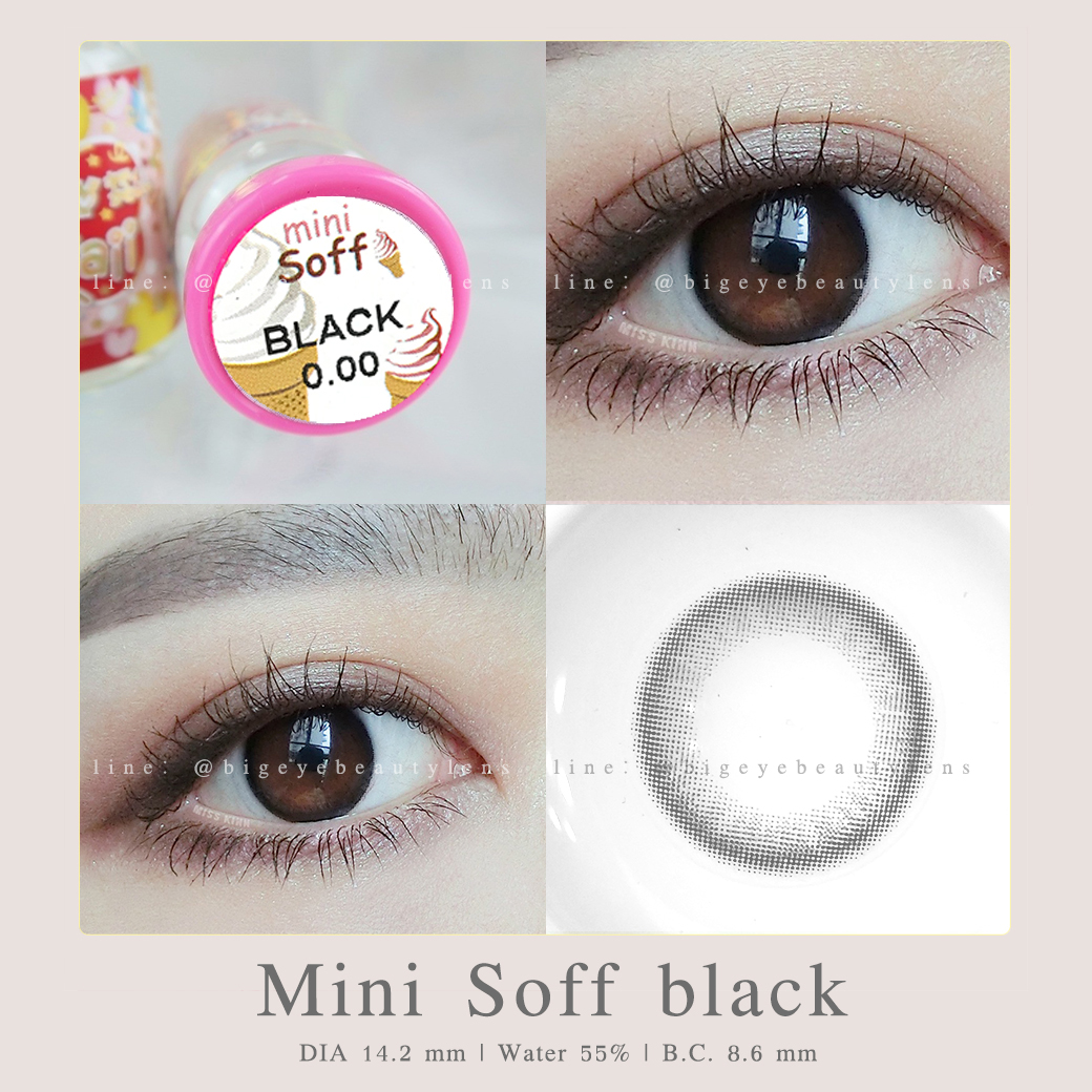 mini soff black คอนแทคเลนส์ [ รายเดือน ] ยี่ห้อ kittykawaii ( ขนาดเท่าตาจริง )