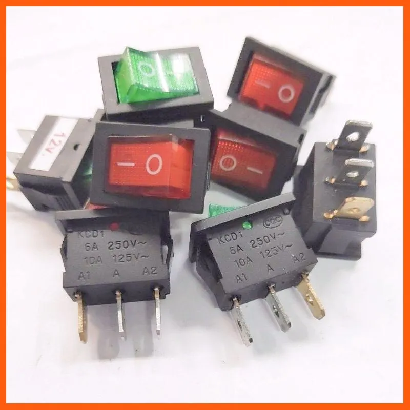 Best Quality KCD1 สวิตช์ on-off 3 ขา มีไฟโชว์ 12V 220V (15x21มิล) แพ็ค 5ตัว อุปกรณ์ยานยนต์ automotive equipment อุปกรณ์ระบบไฟฟ้า electrical equipment เครื่องใช้ไฟฟ้าภายในบ้าน home appliances Swith limit switch tick pump