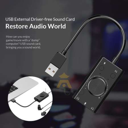 LEVTOP Sound Card External USB Audio Card Adapter USB Multifunction  Surround Gaming Sound Card to Jack 3.5mm Earphone Microphone for Laptop Phone PS4