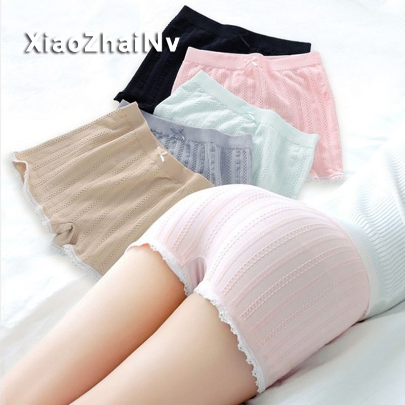 XIAOZHAINV กางเกงขาสั้นญี่ปุ่น ถักกางเกงใน สี่กางเกง กางเกงใน เนียนนุ่มสบายระบายอากาศ