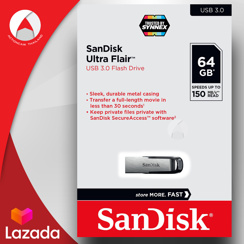 SanDisk Ultra Flair USB 3.0 64GB Speed 150MB/s (SDCZ73_064G_G46) เมมโมรี่  แซนดิส แฟลซไดร์ฟ | Lazada.co.th