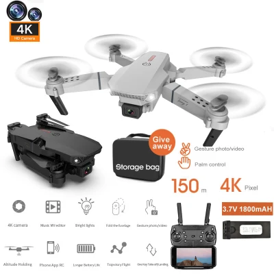 【Malaysia Stock】2021 E88 Pro Mini Drone Spy Camera 4k 720p 1080P Drone With HD Camera Camera Visual Positioning 1080P WiFi FPV Drone Height Preservation RC Quadcopter Mini Drone Foldable Control Drones (6)